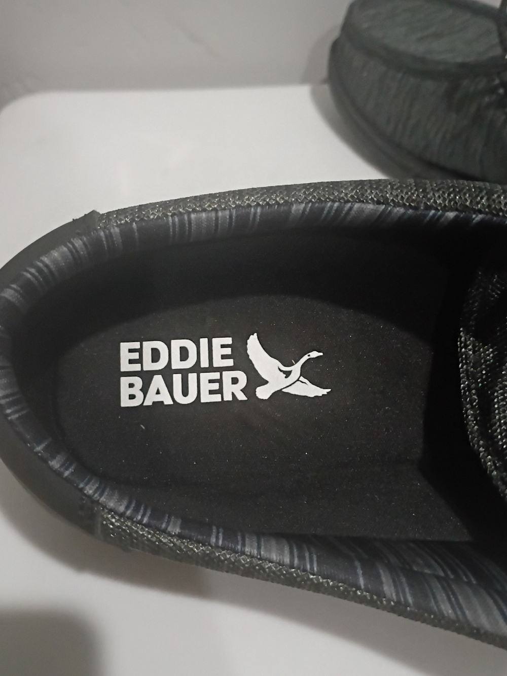 Eddie Bauer Men's Black Slip-On Lace Moccasins - Picture 2 of 7
